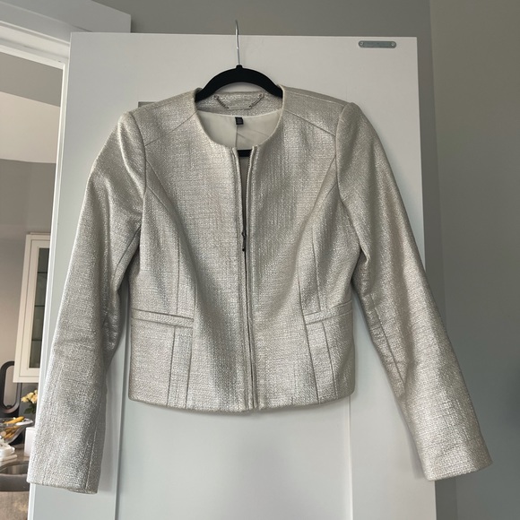 Black White Market Metallic silver Zippered Jacket - Picture 1 of 4